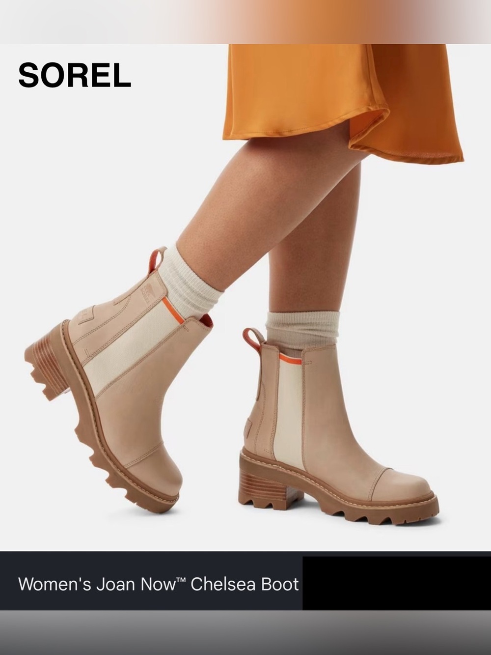 SOREL JOAN NOW CHELSEA Lug Boots
Color: Honest Beige, Gum 2, WOMEN’s Size 7 NWT